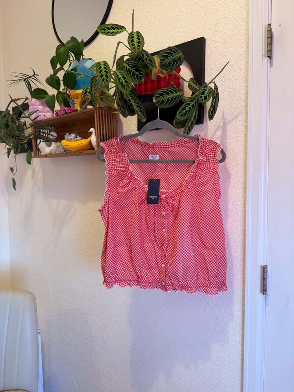 Parke x Target - Red Gingham Check Shell Top, L